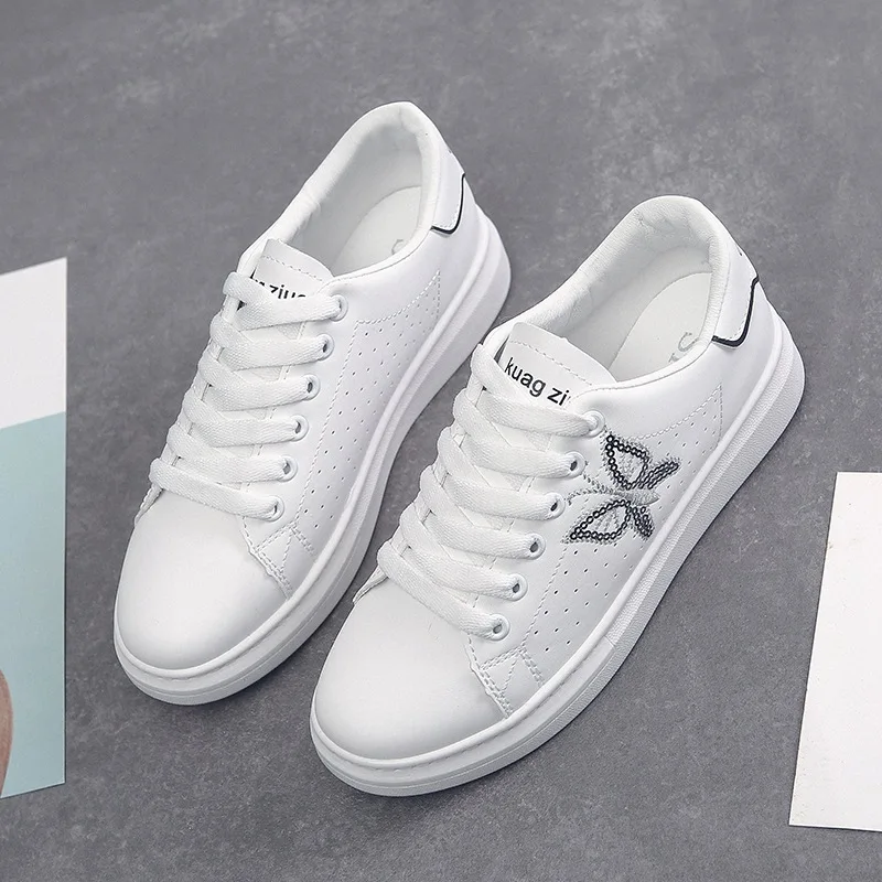 

Spring and Autumn Woman Casual Shoes Female Canvas Shoes Embroider Flat with Casual Shoes Fashion White Flats for Ladies