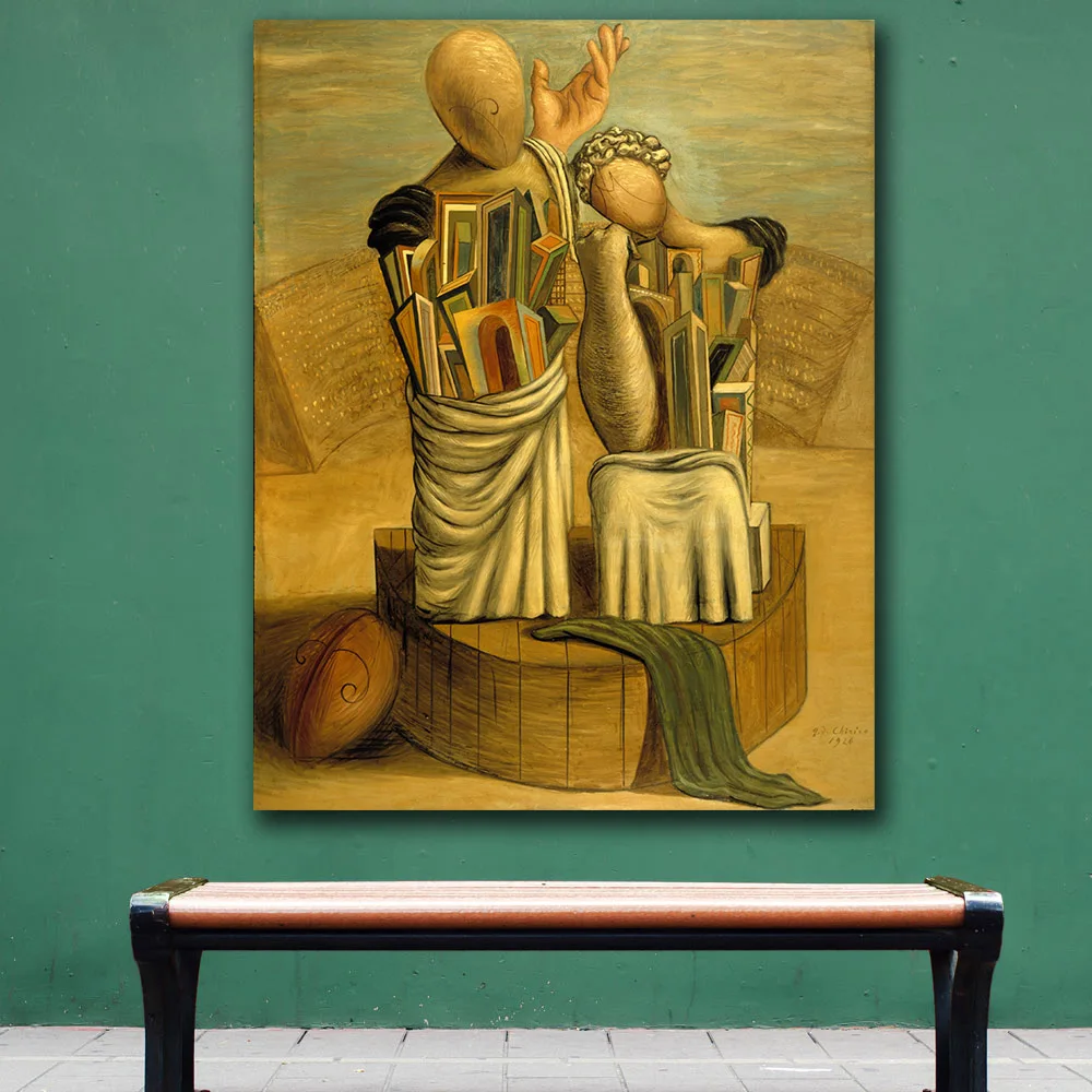 De Chirico La_commedia_ e_la_tragedia_1926, Картина на холсте для Гостиная украшение дома живопись маслом на холсте настенная живопись