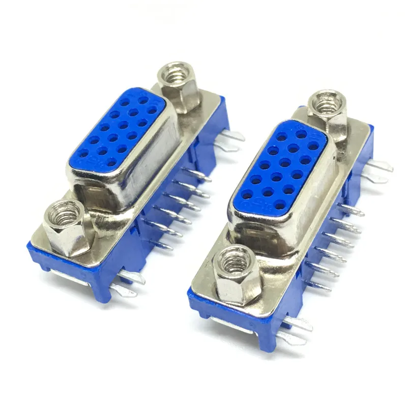 5 шт./лот DB15 DR15 3 ряда синий параллельный порт 15 Pin D Sub Female Way PCB 90 градусов Разъем