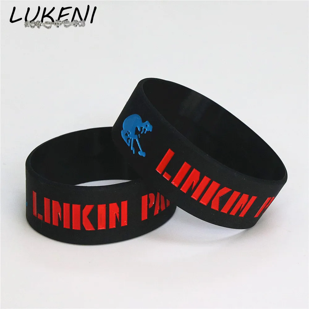 LUKENI 1 шт. Лидер продаж LINKIN PARK силиконовые браслеты и браслеты черный широкий силиконовый браслет Рок музыка вентиляторы подарок SH071