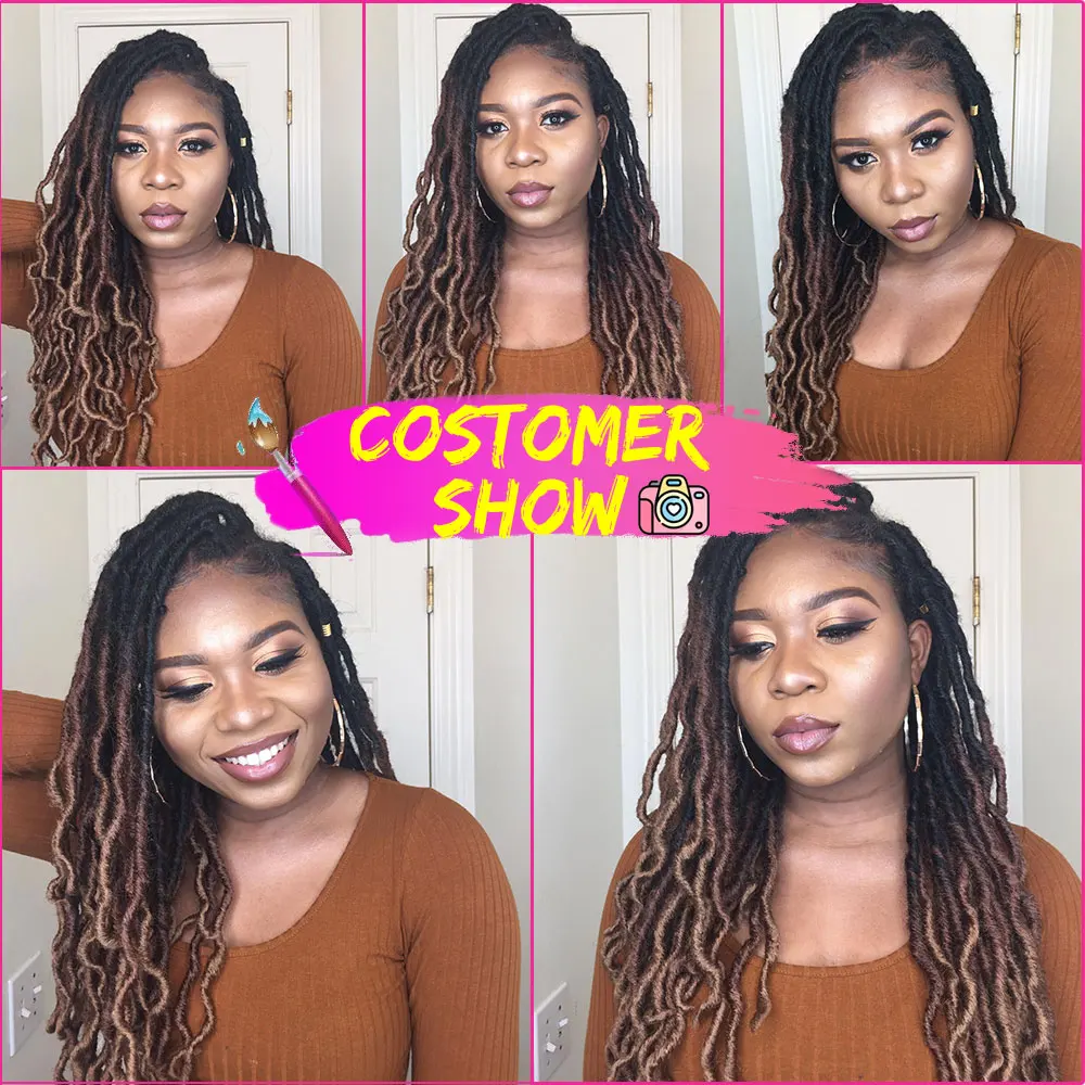 Nu Ombre faux locs curly волнистые вязаные крючком косички 20 дюймов мягкий бохо локс