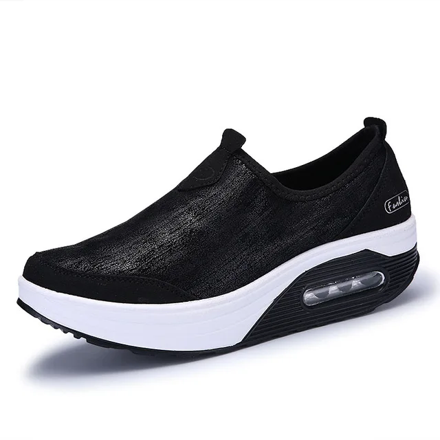 QIYHONG/Женская обувь на плоской платформе; женские мокасины; zapatos mujer; женские слипоны на платформе; женская обувь; повседневные Мокасины на плоской подошве - Цвет: Black 7666