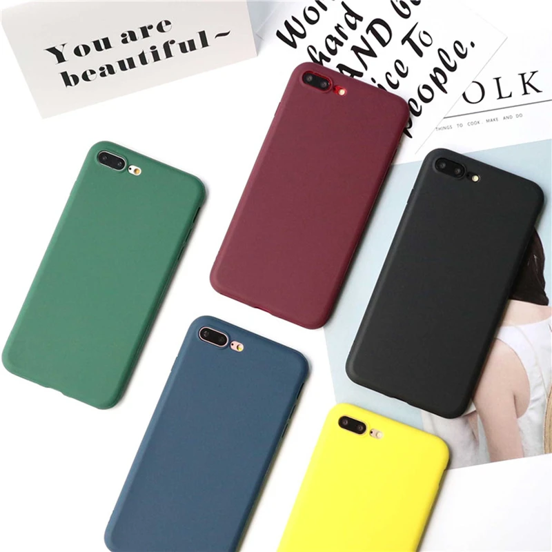 Чехлы для Apple iPhone 6 6G 6s 7 8 Plus 10 X XR XS Max карамельный цвет матовый Мягкий ТПУ