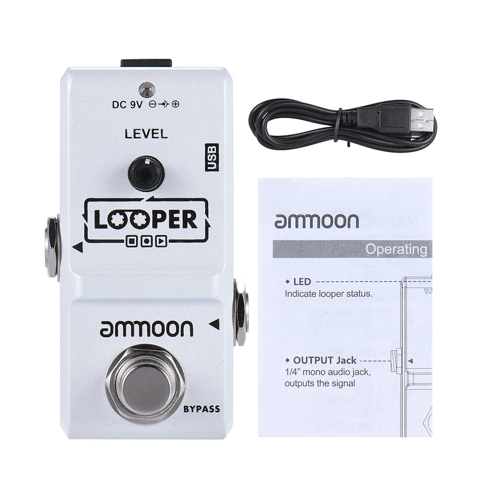 Педаль для гитары ammoon педаль эффектов электрогитары с USB кабелем 10 минут