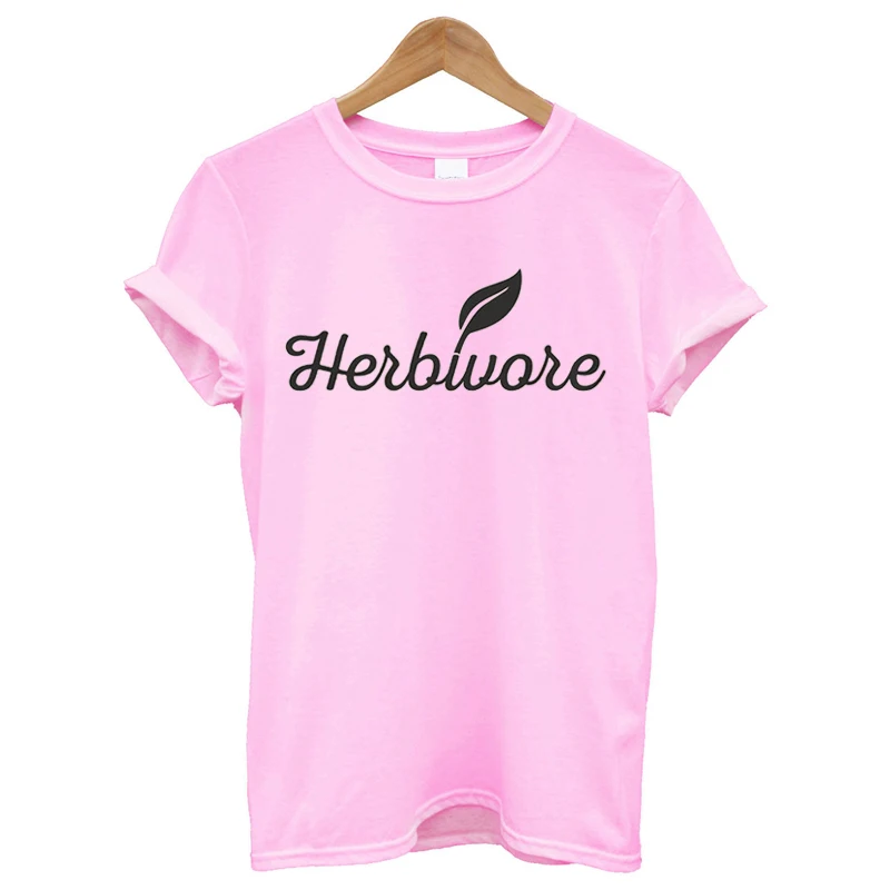 Летние топы женская футболка с буквенным принтом Herbivore забавная рубашка унисекс