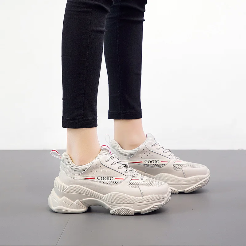 Женская Повседневная обувь белого цвета Модные брендовые кроссовки на платформе