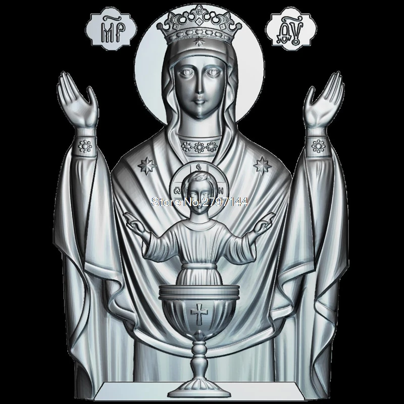 

3d модель «Мама Божия неиссякаемая чаша» для станка с ЧПУ STL, формат Religion, 3d рельефа, 3-осевой гравер ArtCam