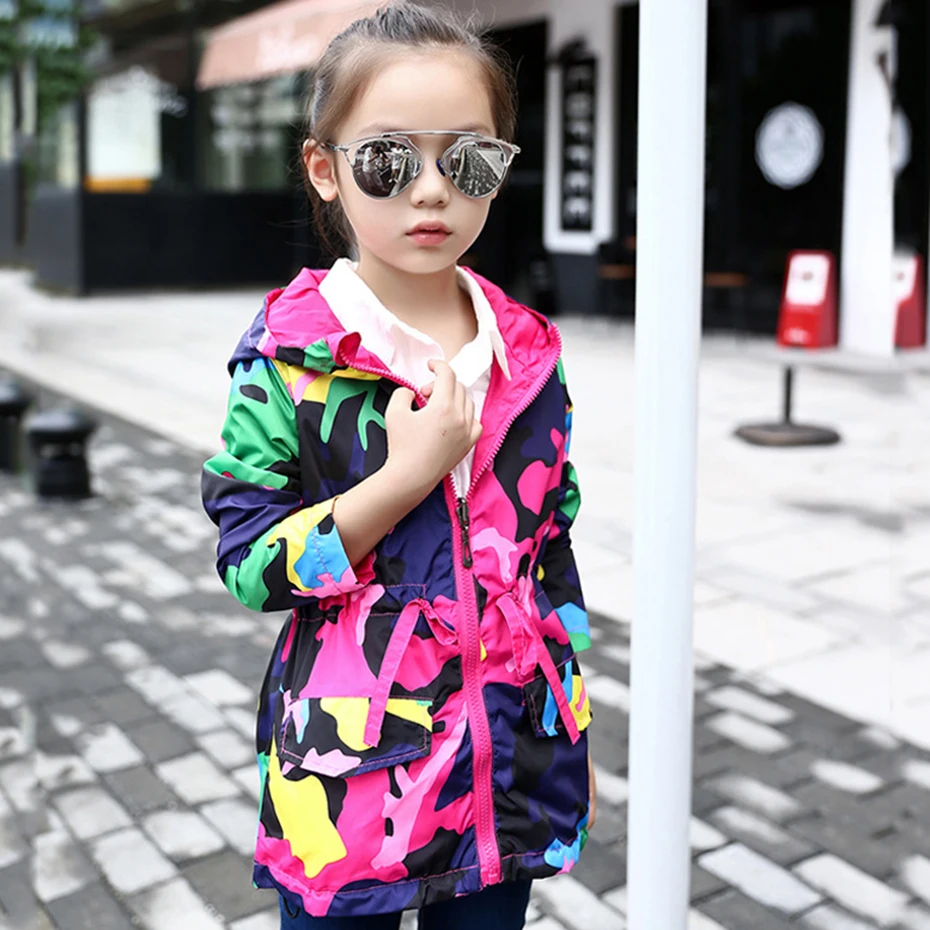 Jacket For Girls Camouflage Windbreaker Autumn Kids Waterproof Jackets Teen Clothes 6 8 10 12 13 14 Year | Детская одежда и обувь
