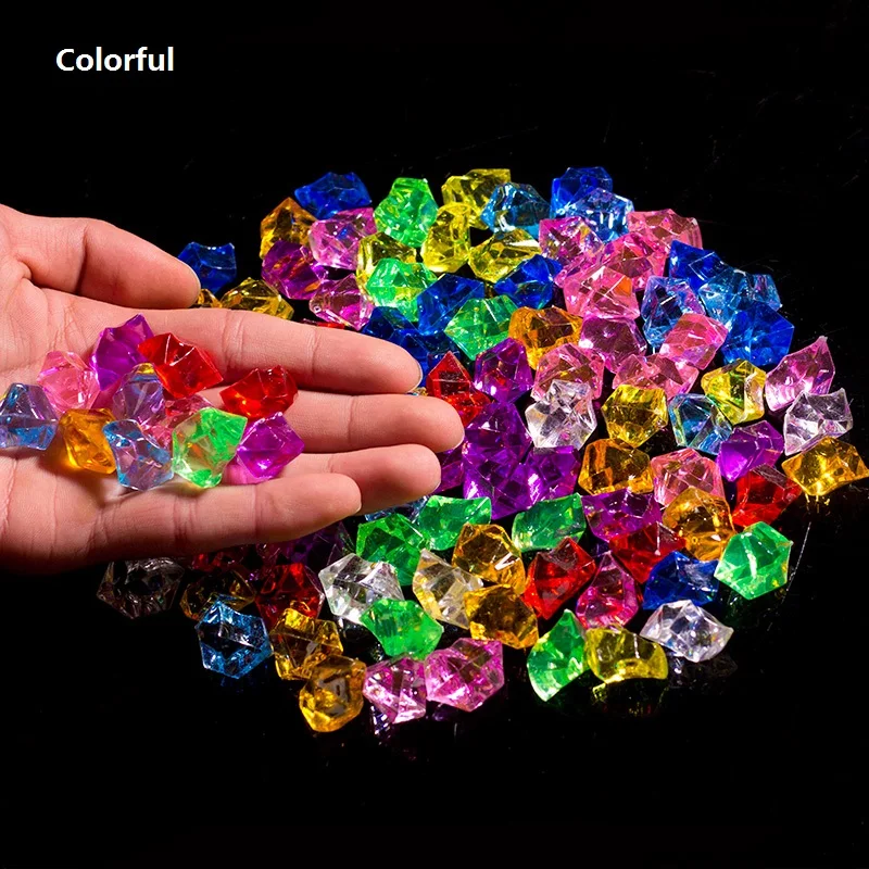 Colorful 100 x искусственный цвет рок акриловый кристаллический камень пластиковая прозрачная ваза декоративная каменная рыбка украшения для дома и свадьбы - Цвет: Colorful