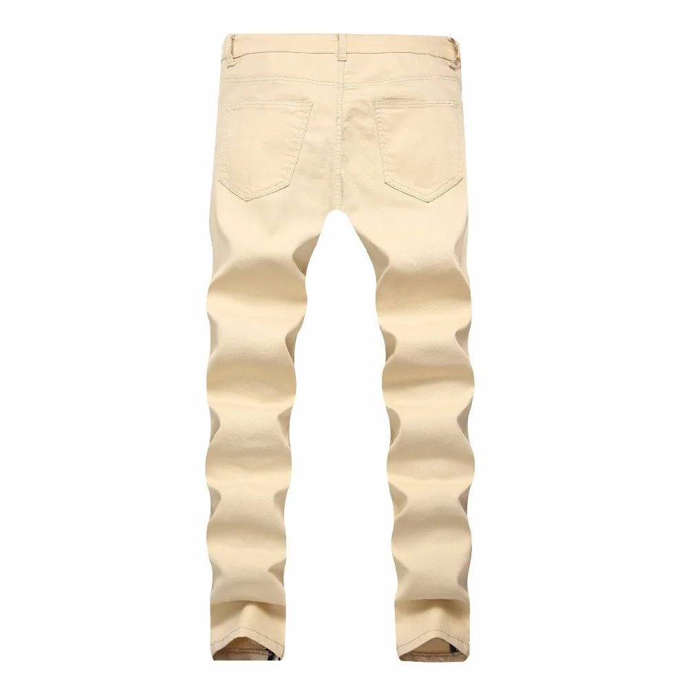 Рваные джинсы до колена мужские обтягивающие цветные джинсовые штаны фирменный