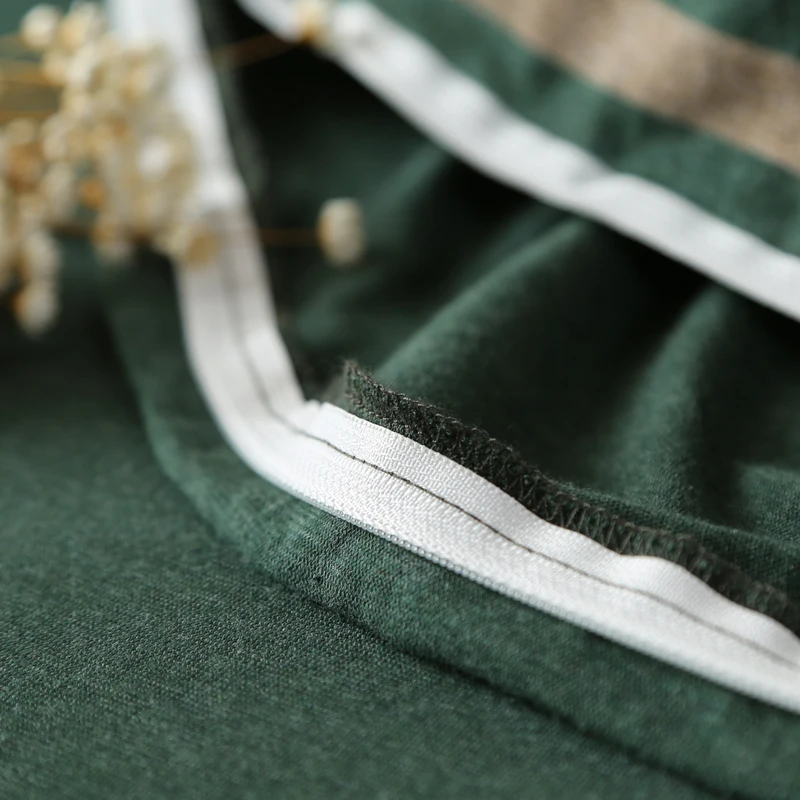 2018 кофейные линии темно зеленый комплект постельного белья вязанный хлопок