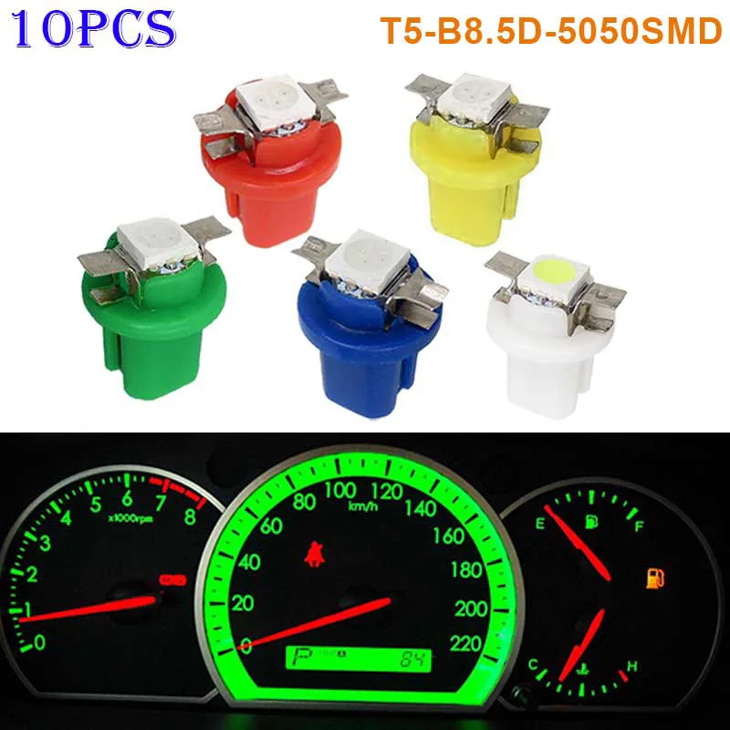 10 шт. T5 B8.5D 5050smd LED SMD лампа Автомобильный датчик скорости приборная панель 12 В @ 8