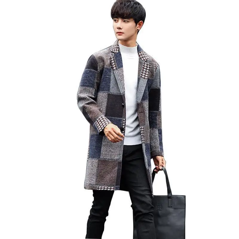 Manteau Homme Moleton Casaco Masculino Plaszcz длинные Cappotto Uomo для мужчин весна зима плед Slim Fit рок