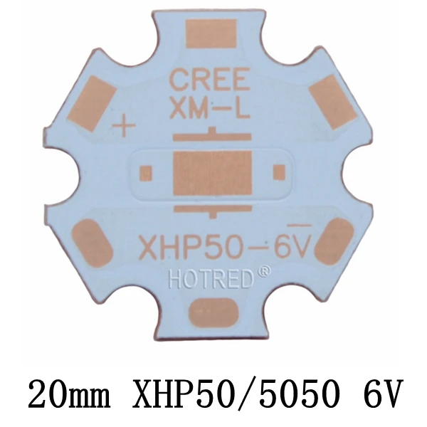 20 мм медная печатная плата Cree XPG XPG2 XPE XPE2 XML XML2 XHP50 XHP70 MKR 3V 6V 12V Светодиодная печатная плата 20mm x 1,6mm Медная звезда 16mm радиатор PCB - Испускаемый цвет: 20mm XHP50 5050 6V