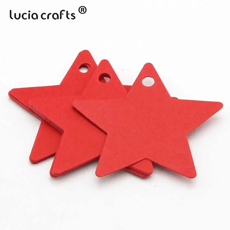 Lucia crafts 50 шт./лот 6*6 см Звездная крафт бумага этикетка ценники на свадьбу Рождество