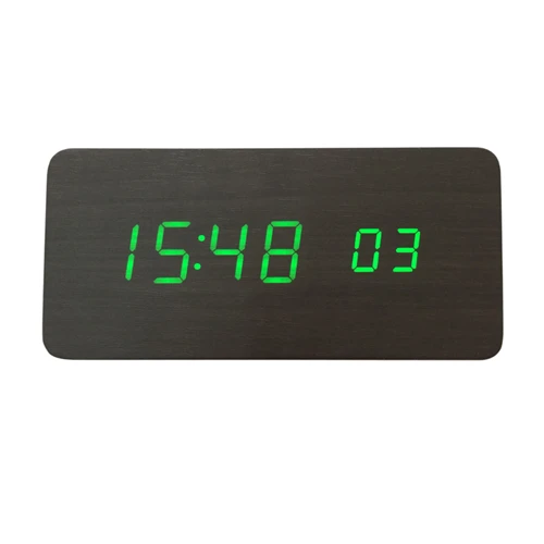 black-board green Звуковое управление будильники Деревянные Часы светодиодный дисплей деревянные часы с календарем/секунда цифровые часы - Цвет: black-board green