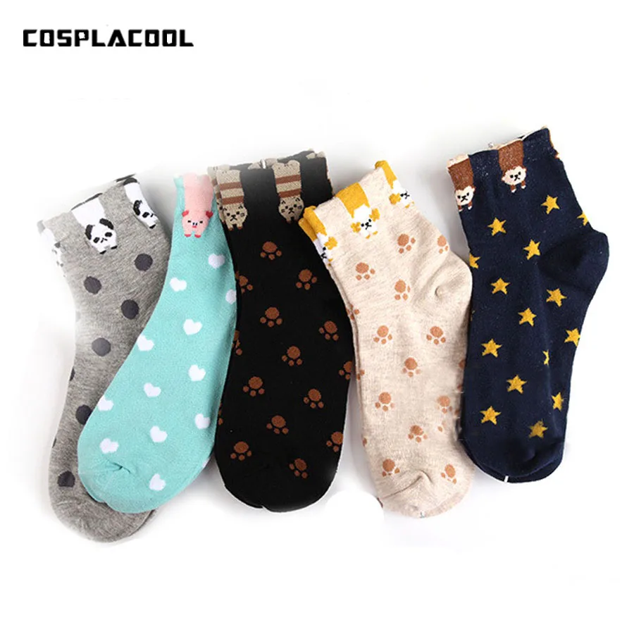 

[COSPLACOOL] зимние носки женские Теплые повседневные милые счастливые носки с маленькими животными для студентов хлопковые носки женские носки