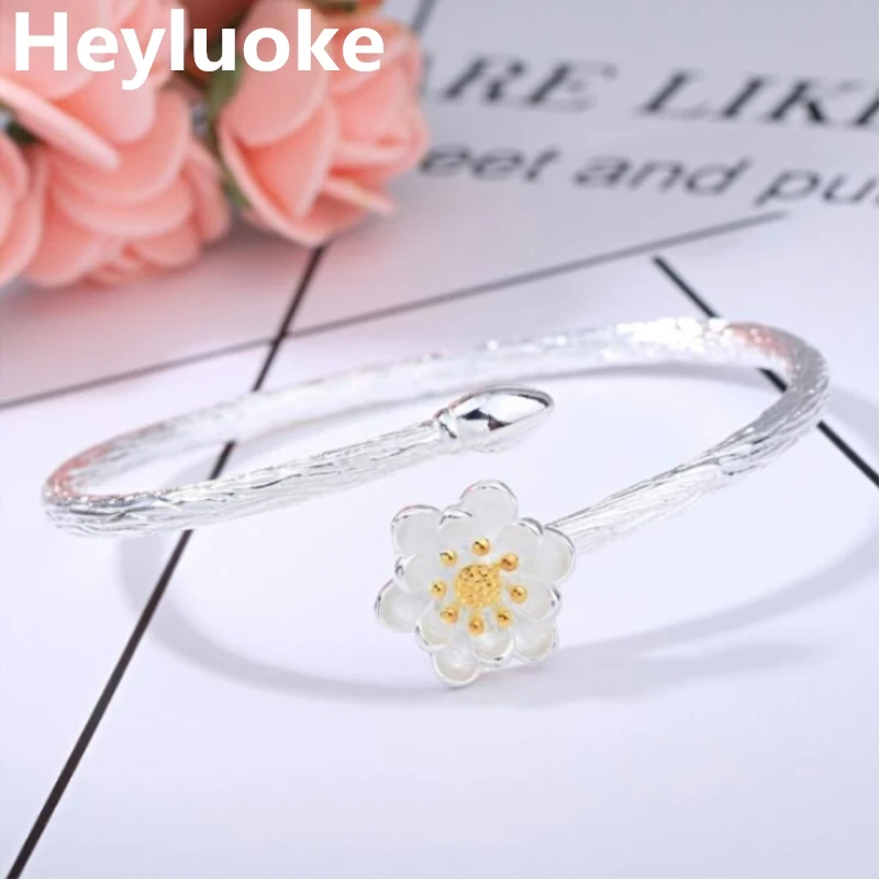 Браслет с цветком лотоса Heyluoke Модный изысканный креативный браслет для