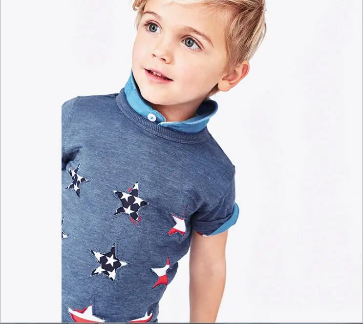 Little maven/Одежда для маленьких мальчиков; коллекция года; летняя хлопковая футболка с короткими рукавами для мальчиков; футболка со звездой; 50684