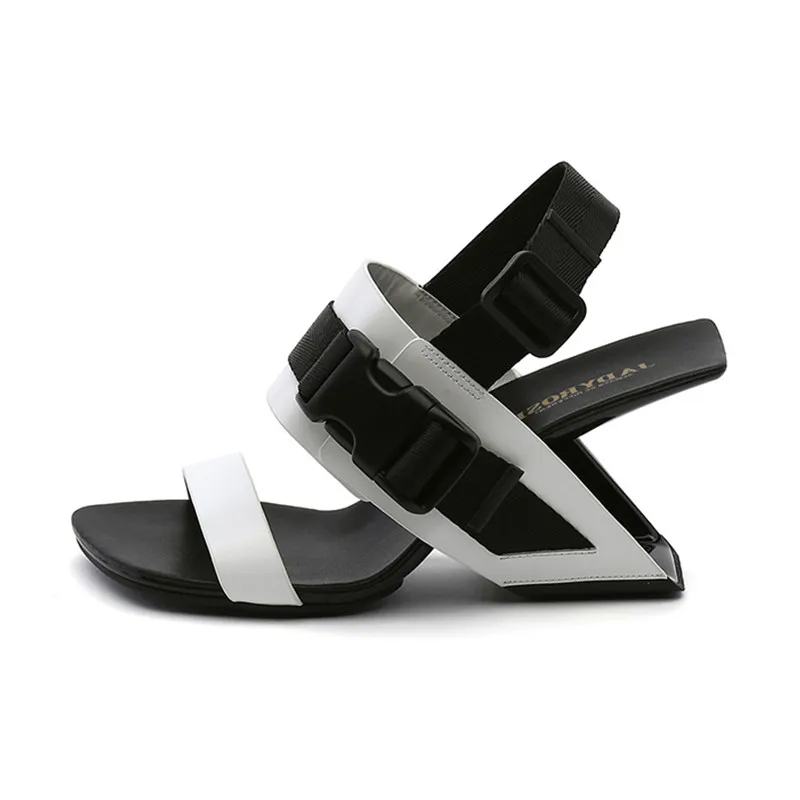 Сандалии женские на необычном каблуке 8 см повседневные босоножки-гладиаторы с