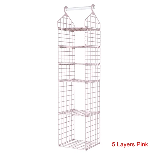 5 Layers Pink Креативные подвесные органайзеры для одежды, домашний гардероб, коробка для хранения в шкафу, подвесной карман, полка для одежды, нижнее белье, подставки для обуви - Цвет: 5 Layers Pink