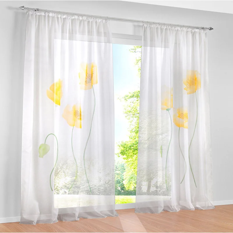 2017 тюлевые шторы для спальни рождественские оконные занавески с желтыми цветами
