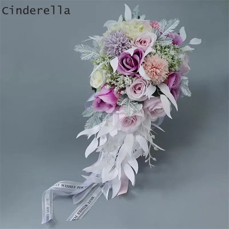 

Cinderella Water Drop Wedding Bouquets Bridal Bridesmaid Flower Artificial Simulate Ivory Flower Bouquets