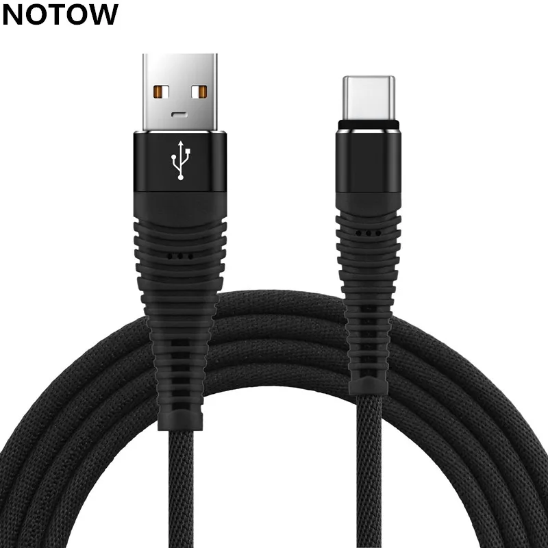 black NOTOW 1 м/2 м/3 м Плетеный тканевый 2A usb type-C кабель для синхронизации зарядного устройства для samsung Galaxy S9/S8/S8Plus/S9Plus/Note8 для Oneplus 5 - Тип штекера: black