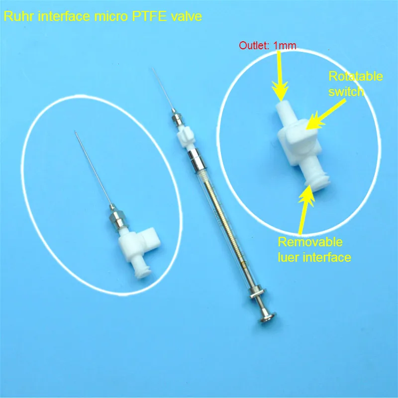 PTFE микролитражный шприц клапан микро Пробоотборник для тефлоновый иглы клапана