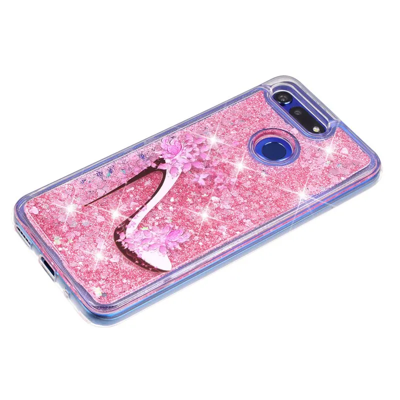 Phone Case For Huawei Honor V20 Protective Shell Glitter Shine Quicksand Shockproof Transparent Cute Back Cover Soft TPU |
