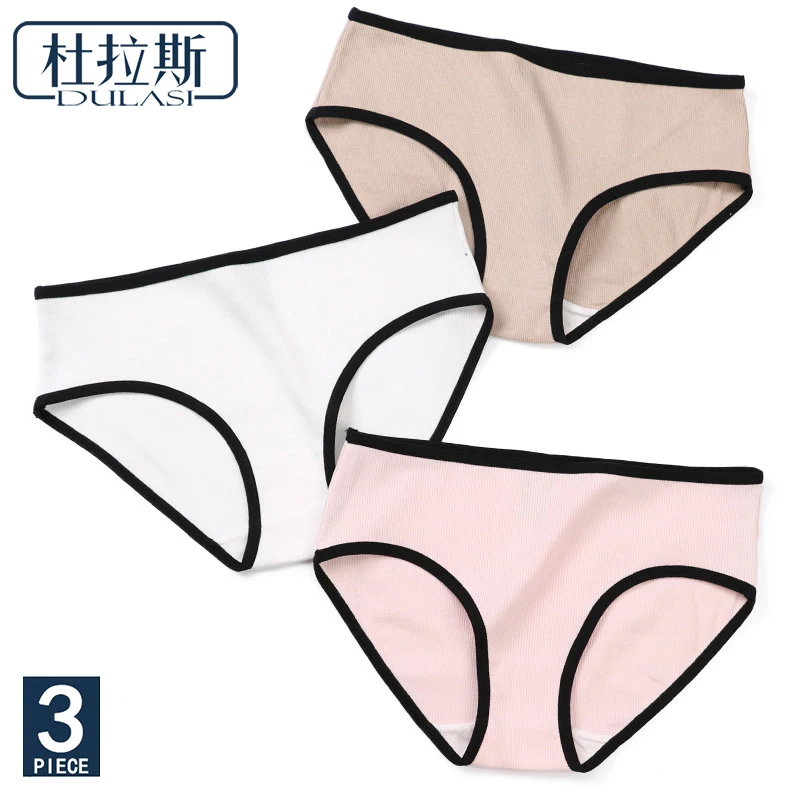 3 шт./лот Для женщин хлопковые трусы с низкой посадкой нижнее белье женская