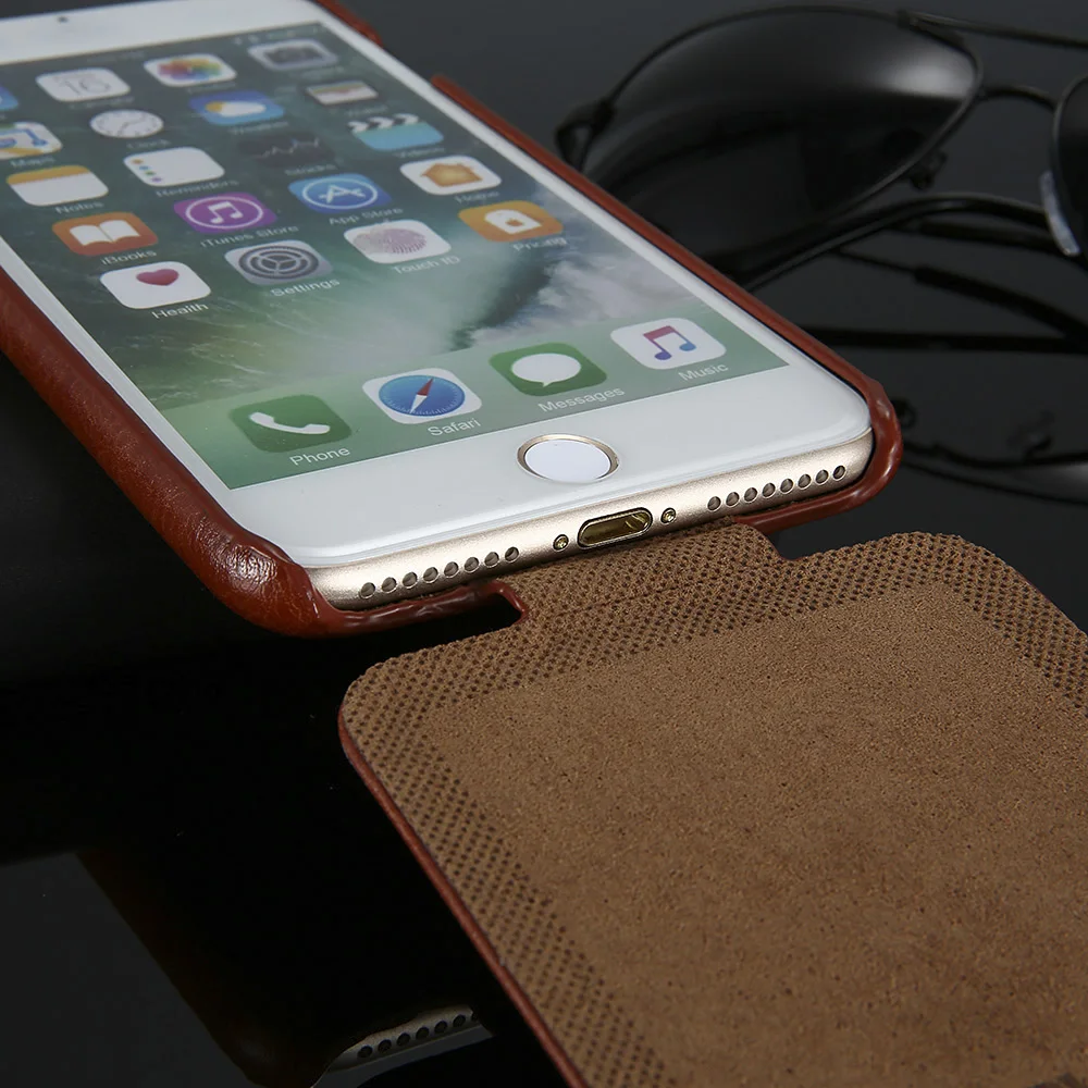 FLOVEME для iPhone 7 6 S Plus Вертикальный кожаный чехол Apple Coque гладкая кожа с логотипом