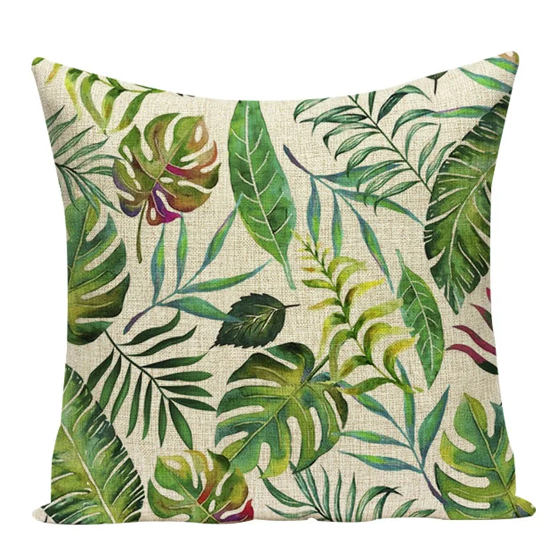 Monstera чехол для подушки 45*45 см, зеленые покрытия листьев растений, подушки, кактус, свежий диван, домашние подушки, чехол из льна, чехол для автокресла - Цвет: L508-21