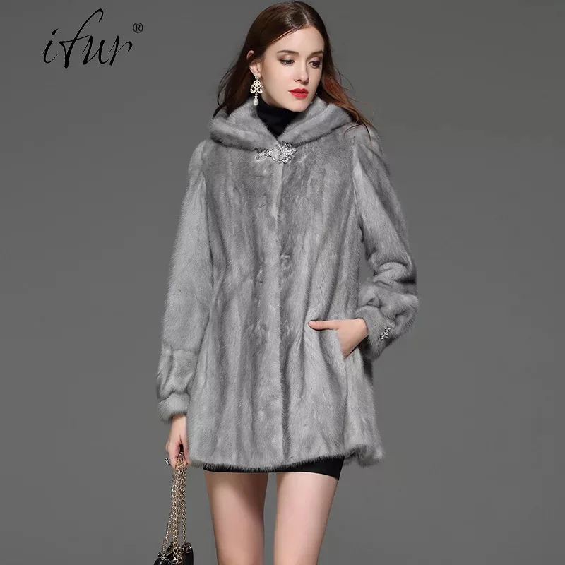 Роскошные Брендовые женские натуральная норковая Меховая куртка длинная