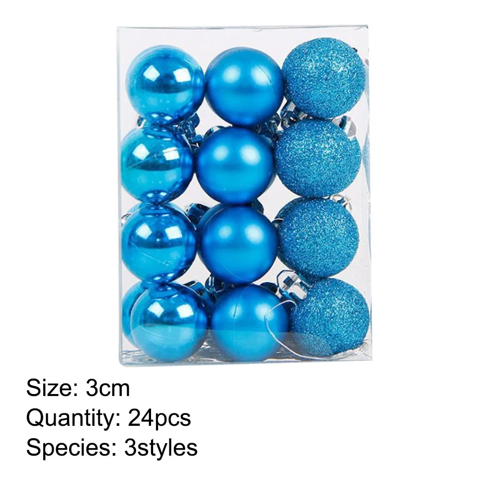 light blue 24 шт./компл. 3 вида стилей мульти цветной Ёлочные шары Творческий Пластик шарики украшения для рождественской елки Кулоны из нержавеющей стали для дома и сада - Цвет: light blue