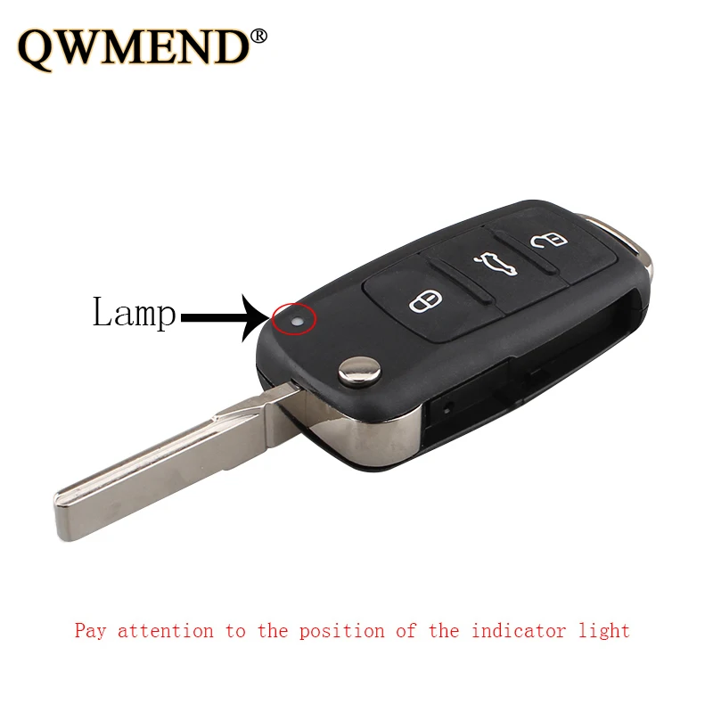Складной чехол для ключей QWMEND 2 3 кнопки пустая оболочка VW Polo Golf MK6 Tiguan Touareg 2002-2011 202AD