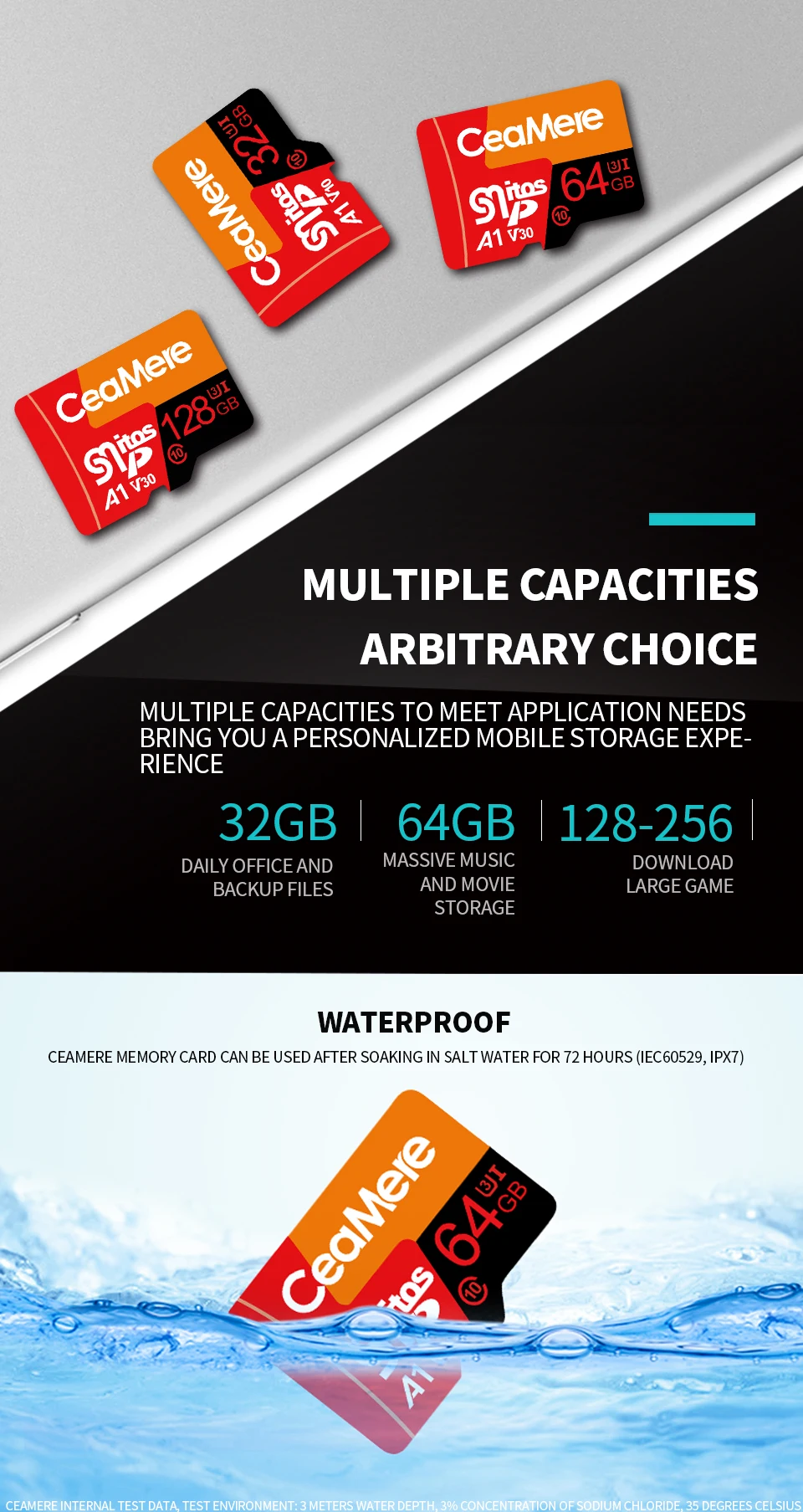 CeaMere карта памяти 256 ГБ 128 Гб 64 Гб U3 UHS-3 32 ГБ Micro sd карта класс 10 UHS-1 флэш-карта памяти Microsd TF/sd карта s для планшета