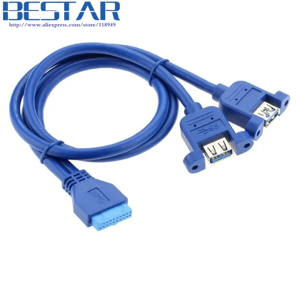 Двойной порт USB 3 0 Женский Винт крепление типа панели к материнской плате 20Pin