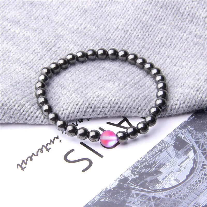 Браслеты Из Натурального Гематита 6 мм матовые радужные блестящие круглые бусины