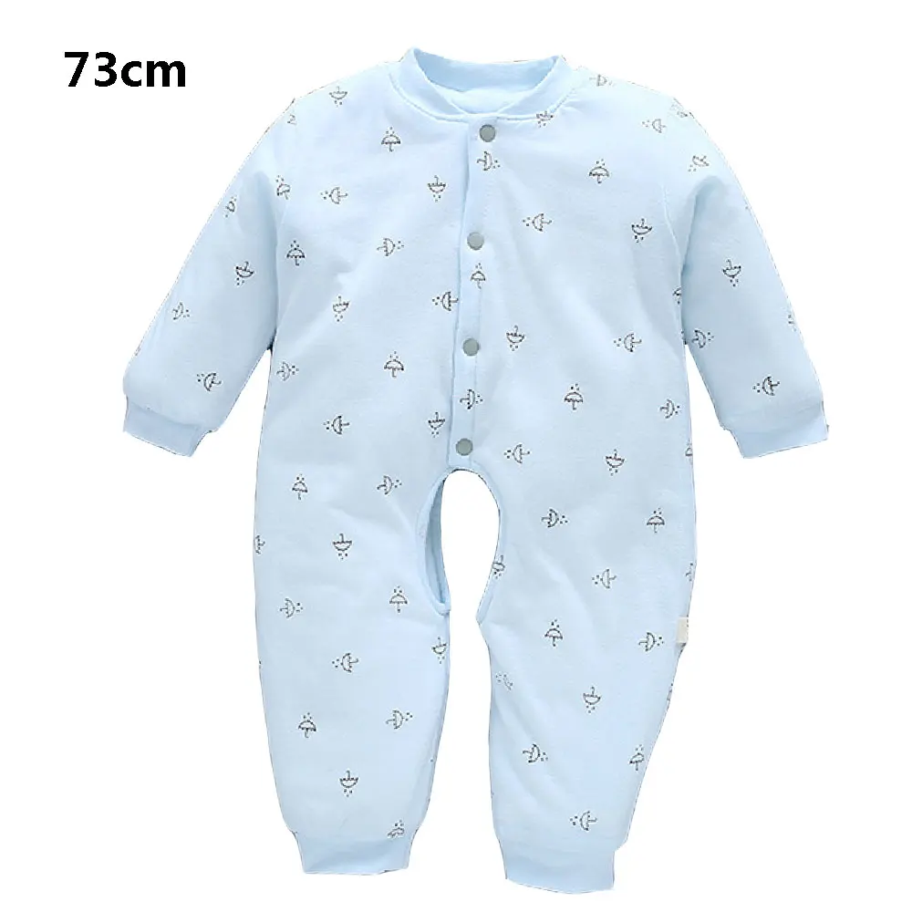 blue 73cm Осенне-зимние боди для новорожденных девочек; утепленный хлопковый комбинезон; одежда для маленьких мальчиков с зонтиком - Цвет: blue 73cm