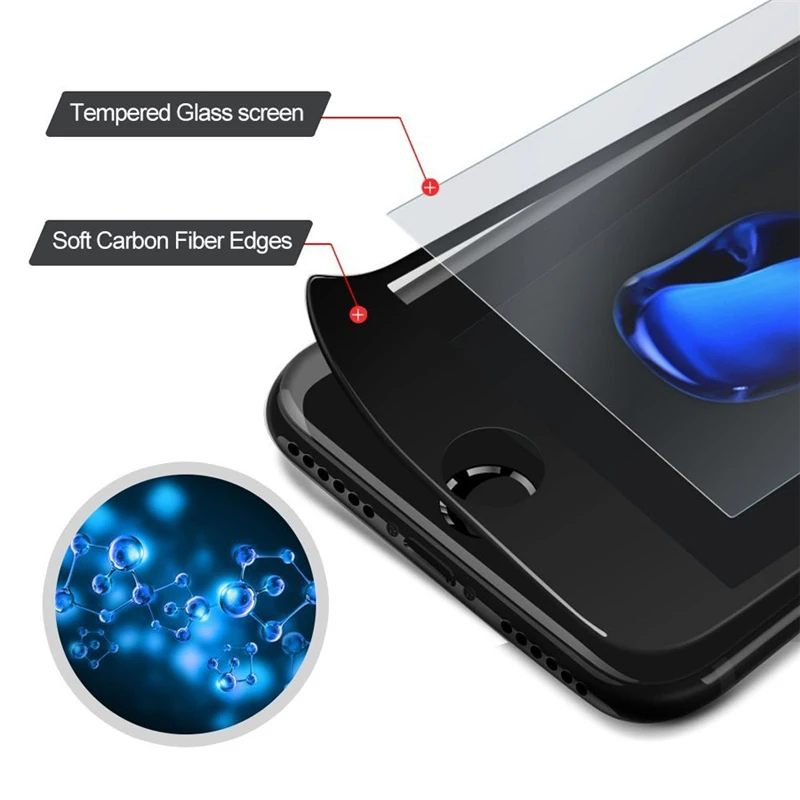 10 шт 3D изогнутое углеродное волокно мягкий край закаленное стекло для iPhone 8 Plus7 6S 6