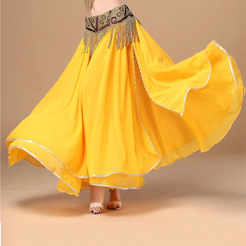 Костюм для танца живота, Восточная юбка, двойной высокий разрез, танцевальная юбка, платье для выступлений, платье для женщин, для шоу на сцене