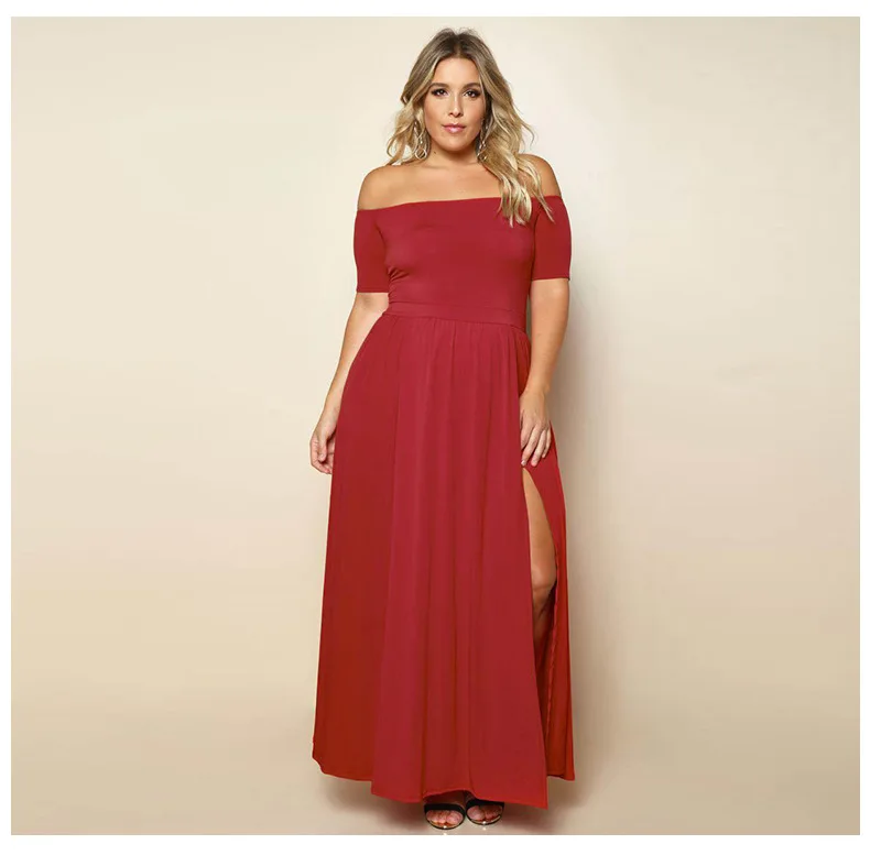 Women Elegant Party Evening Long Dress 2017 Sexy Slash Neck Split Prom Maxi Slim Casual Plus Size | Женская одежда