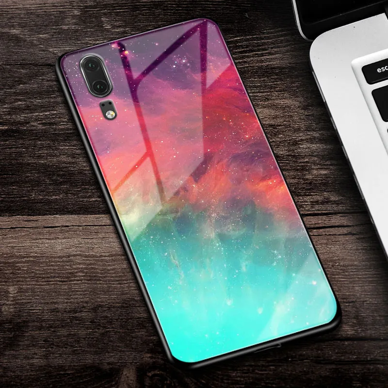 Чехол для телефона из закаленного стекла с изображением звездного неба Huawei P20 P30