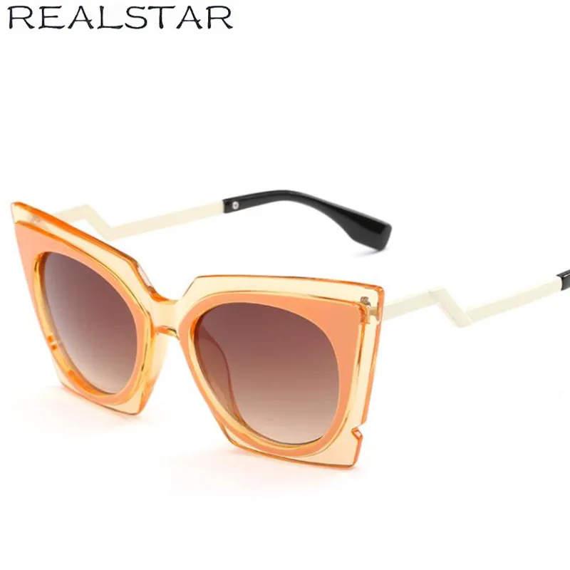 REALSTAR New 2018 Black Fashion Cat Eye Sunglasses Women Brand Designer Vintage Sun Glasses for Luxury Shades Oculos S135 |