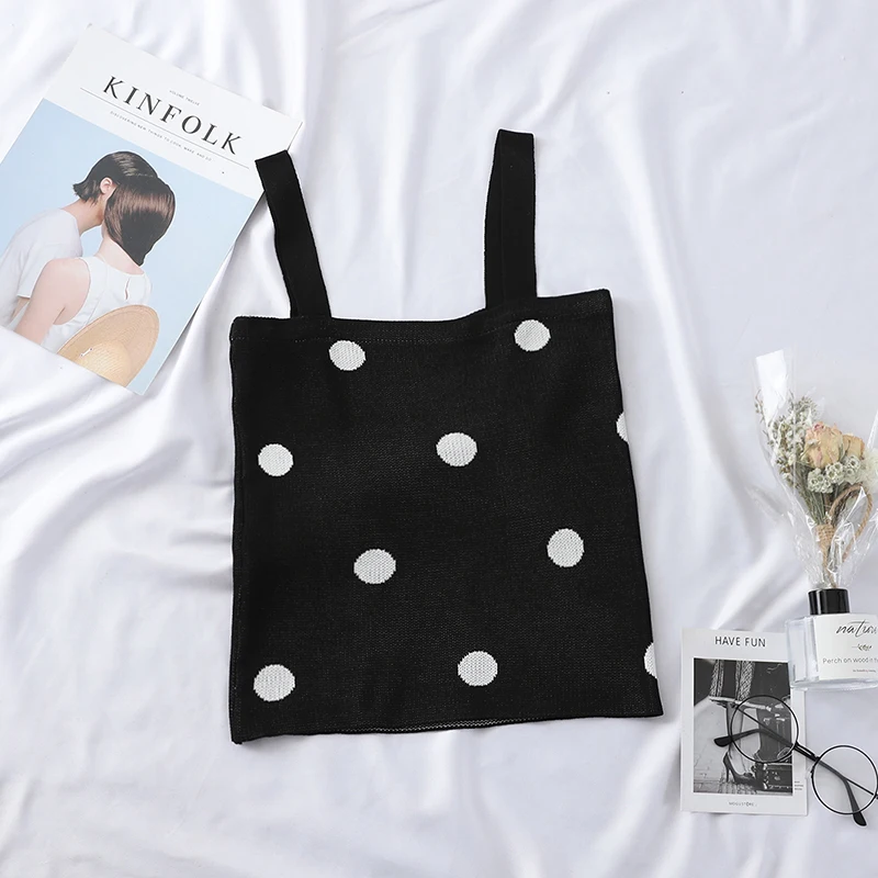 Кроп Топ женский х/б в горошек без рукавов|Топы| |