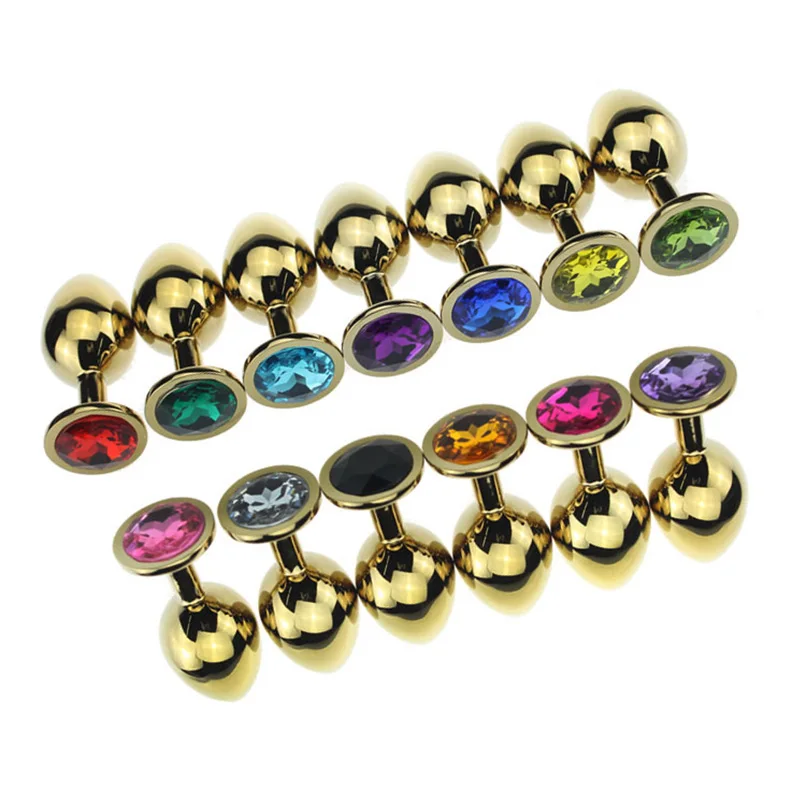 Средний Золотой Анальная пробка Металлические анальные интимные игрушки для