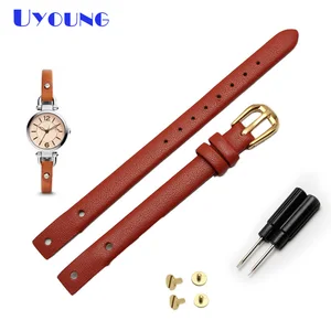 Ремешок женский из натуральной кожи, Модный маленький браслет для наручных часов, с винтом, 8 мм, ES4340 ES4119 ES4000