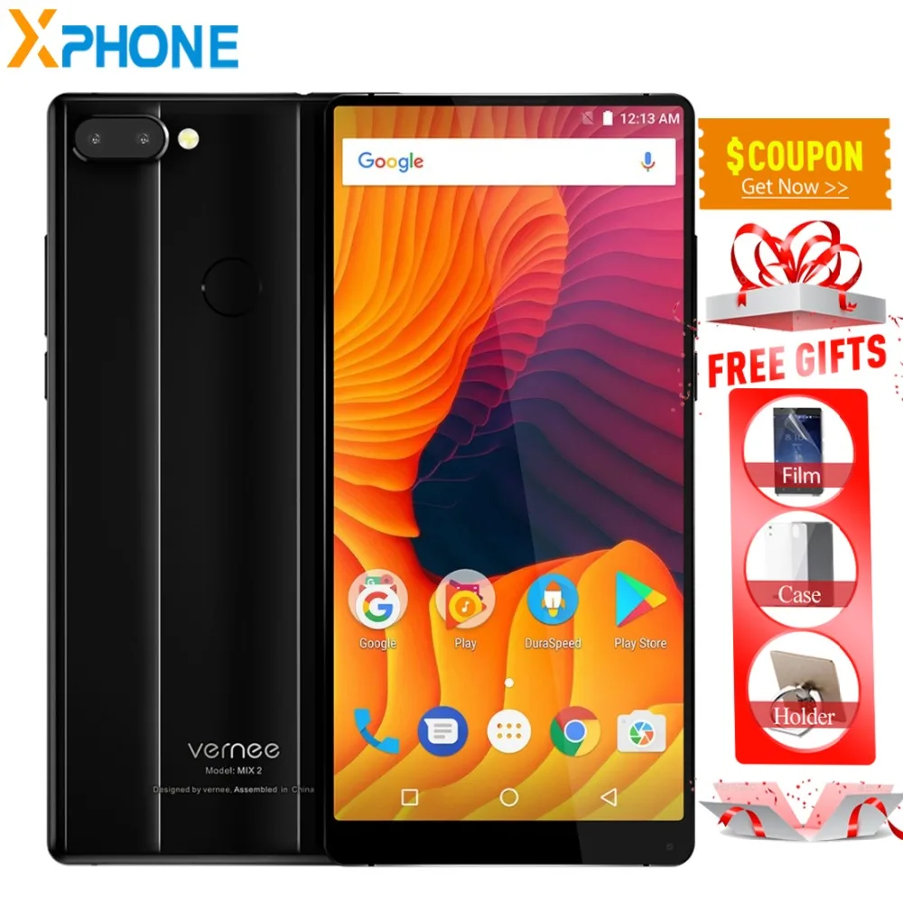 Vernee Mix 2 4 ГБ 64 6 0 дюймов Android 7 задней камерами отпечатков пальцев ID телефон MTK6757CD Helio