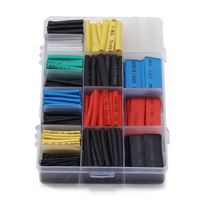 580pcs/SET Cable Sleeve Heat Shrink Tubing 2:1 Polyolefin Shrinking Assorted Wrap Wire Insulated shrinkable sleeving Tubes Set |